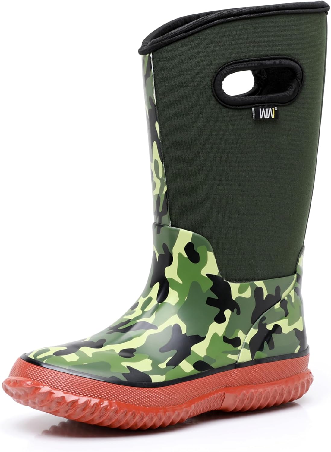 

Детские резиновые сапоги WTW - неопреновые утепленные полностью водонепроницаемые сапоги средней длины для мальчиков и девочек, зимние снегоступы, Camo