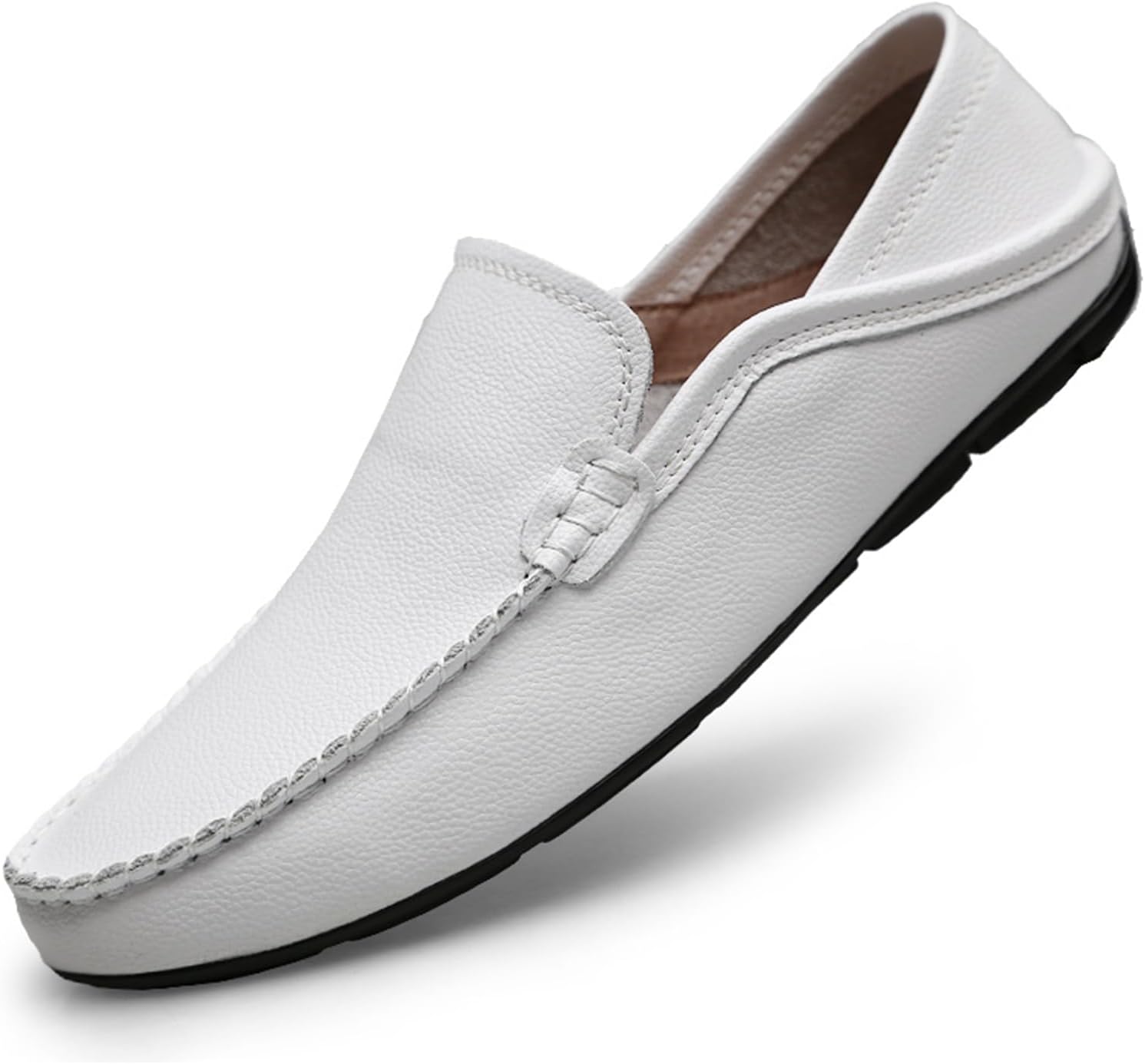 

Мужские лоферы слипоны из кожи, повседневная обувь для мужчин, удобные дышащие обувь для ходьбы и вождения Abborora, белый