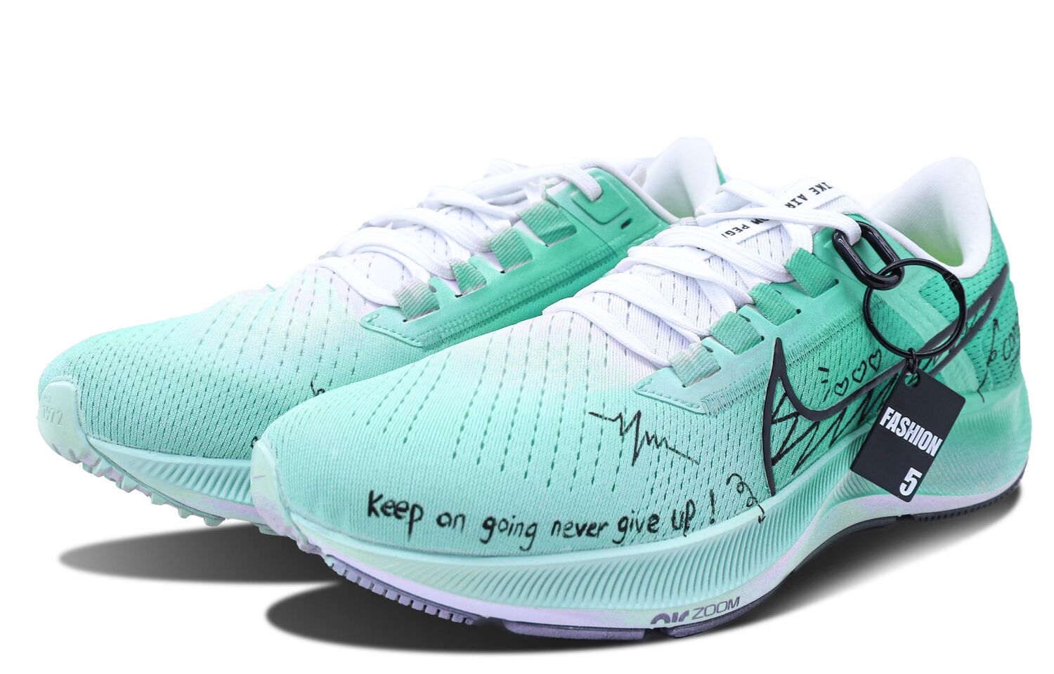 Nike Pegasus 38 Амортизирующие противоскользящие износостойкие низкие марафонские кроссовки мужские зеленые бирюзовые — фото 3