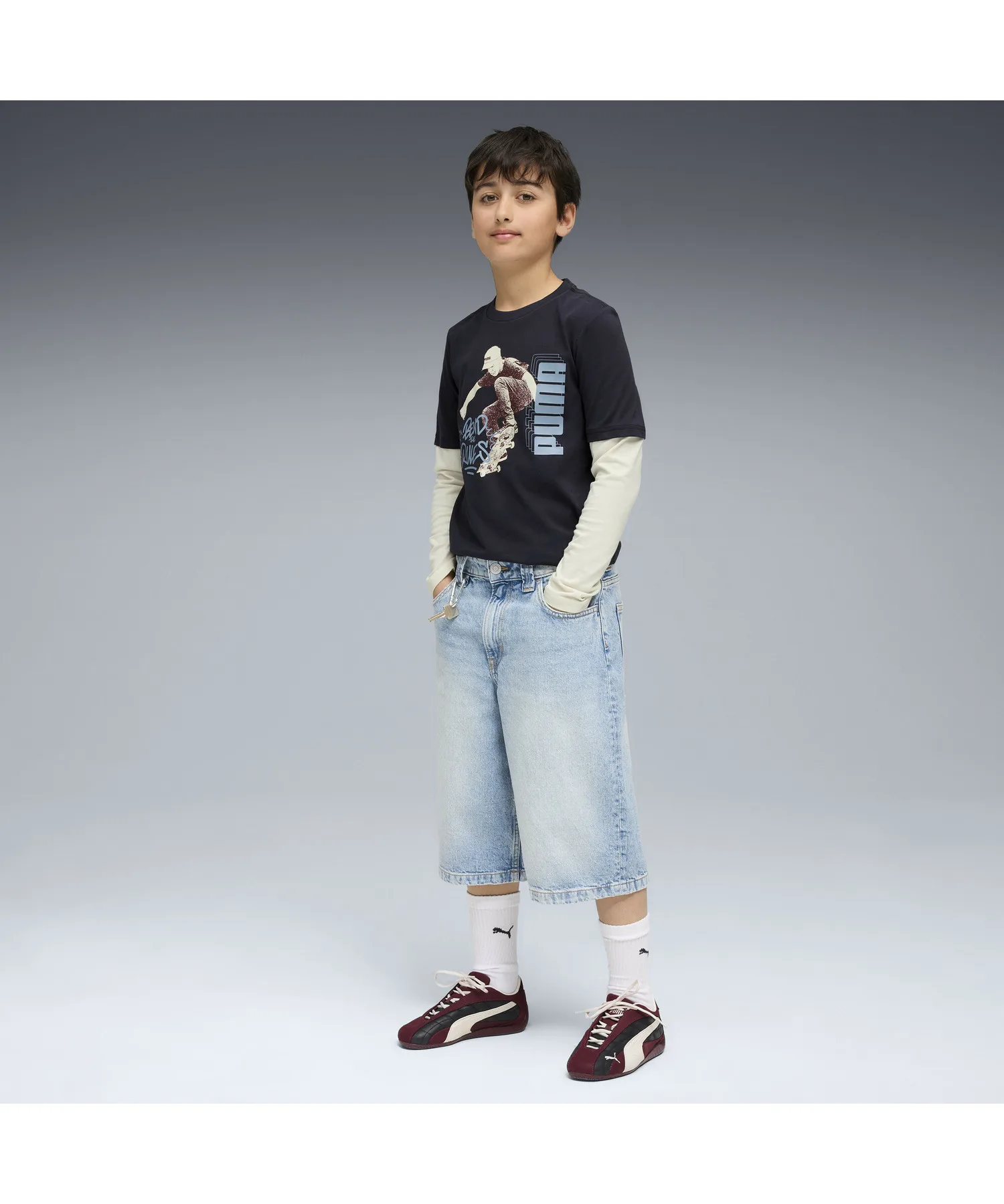 Детская футболка с длинным рукавом Mid90s PUMA Layered темно-синяя — фото 3