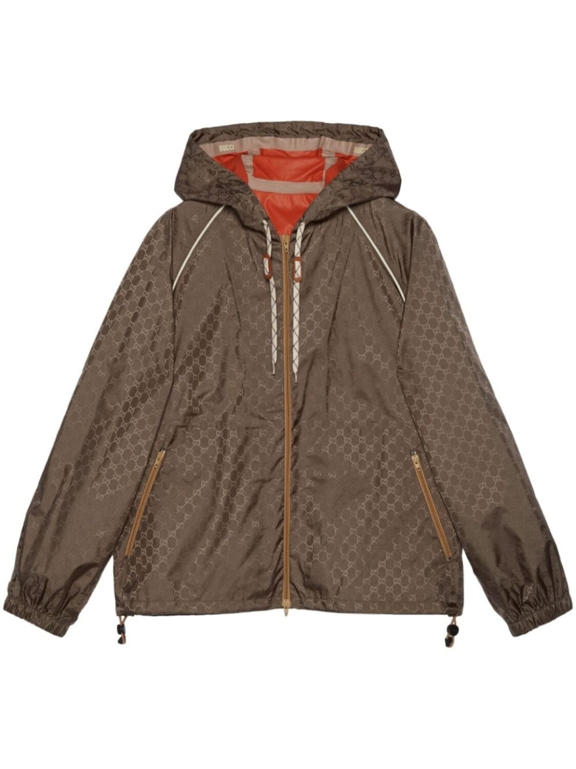 

Gucci куртка с капюшоном и логотипом Double G, коричневый