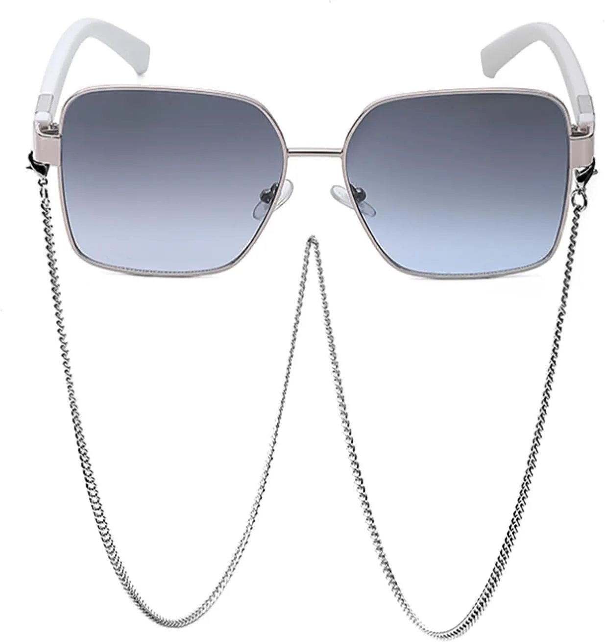 

Крупные солнцезащитные очки с цепочкой для женщин, винтажные классические солнцезащитные очки в металлической оправе, модные панк-очки generic, C7 Double Gray
