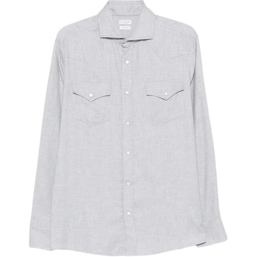 

Длинная рубашка с двумя карманами Brunello Cucinelli, серый