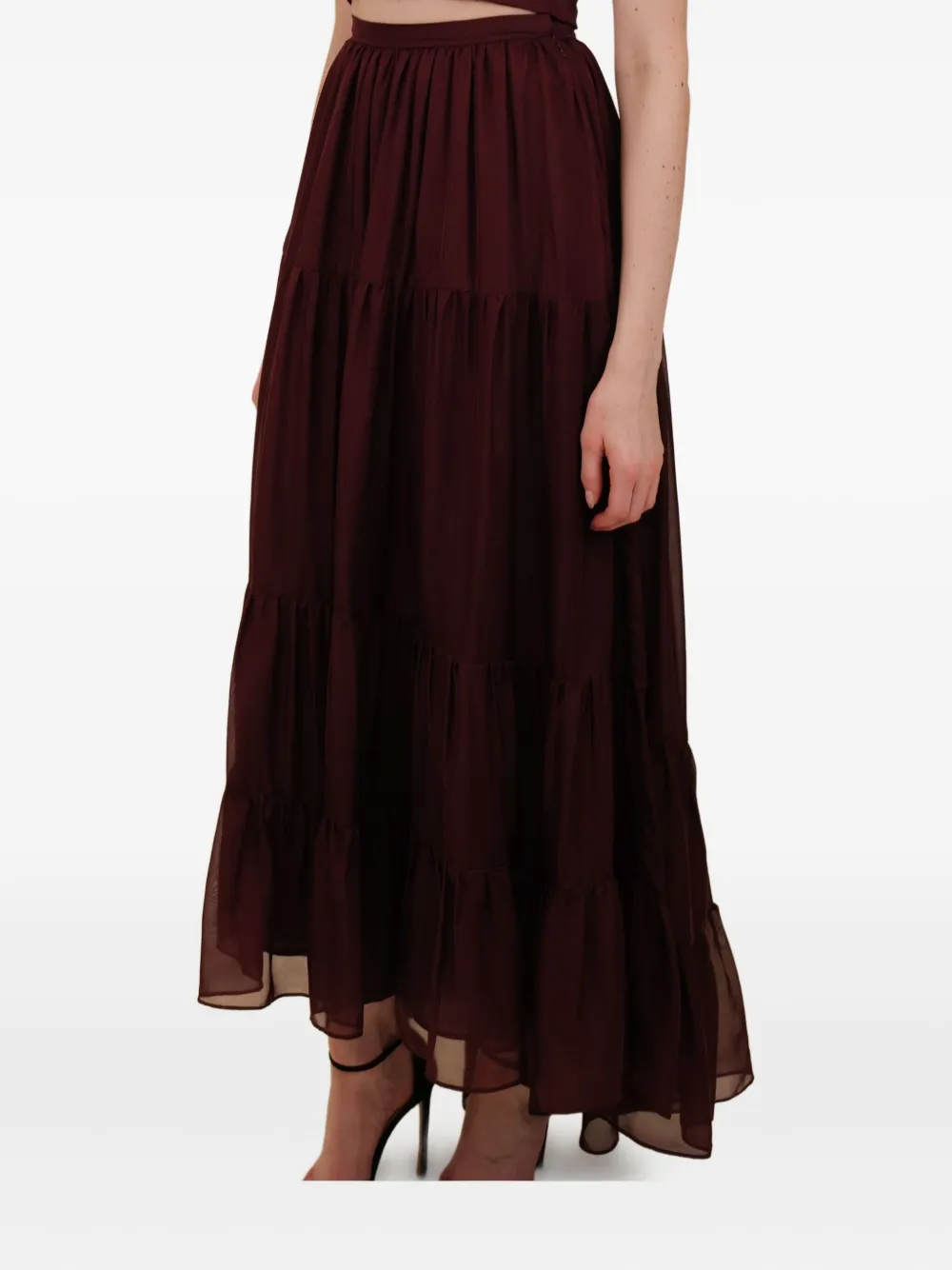 

Миди-юбка из шифона с ярусами AZEEZA, красный