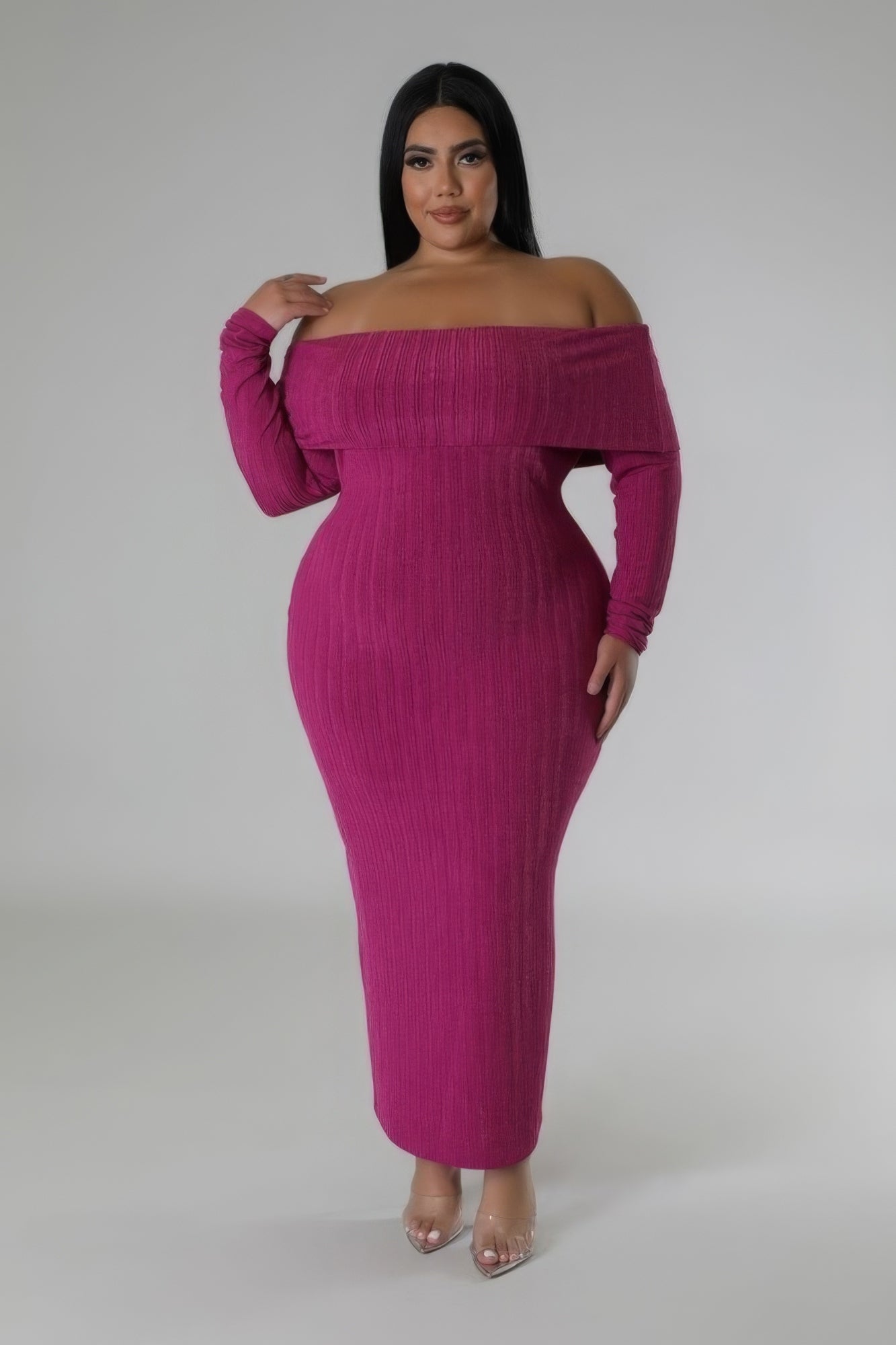 

Платье-стрейч с открытыми плечами FASHNZFAB, цвет magenta