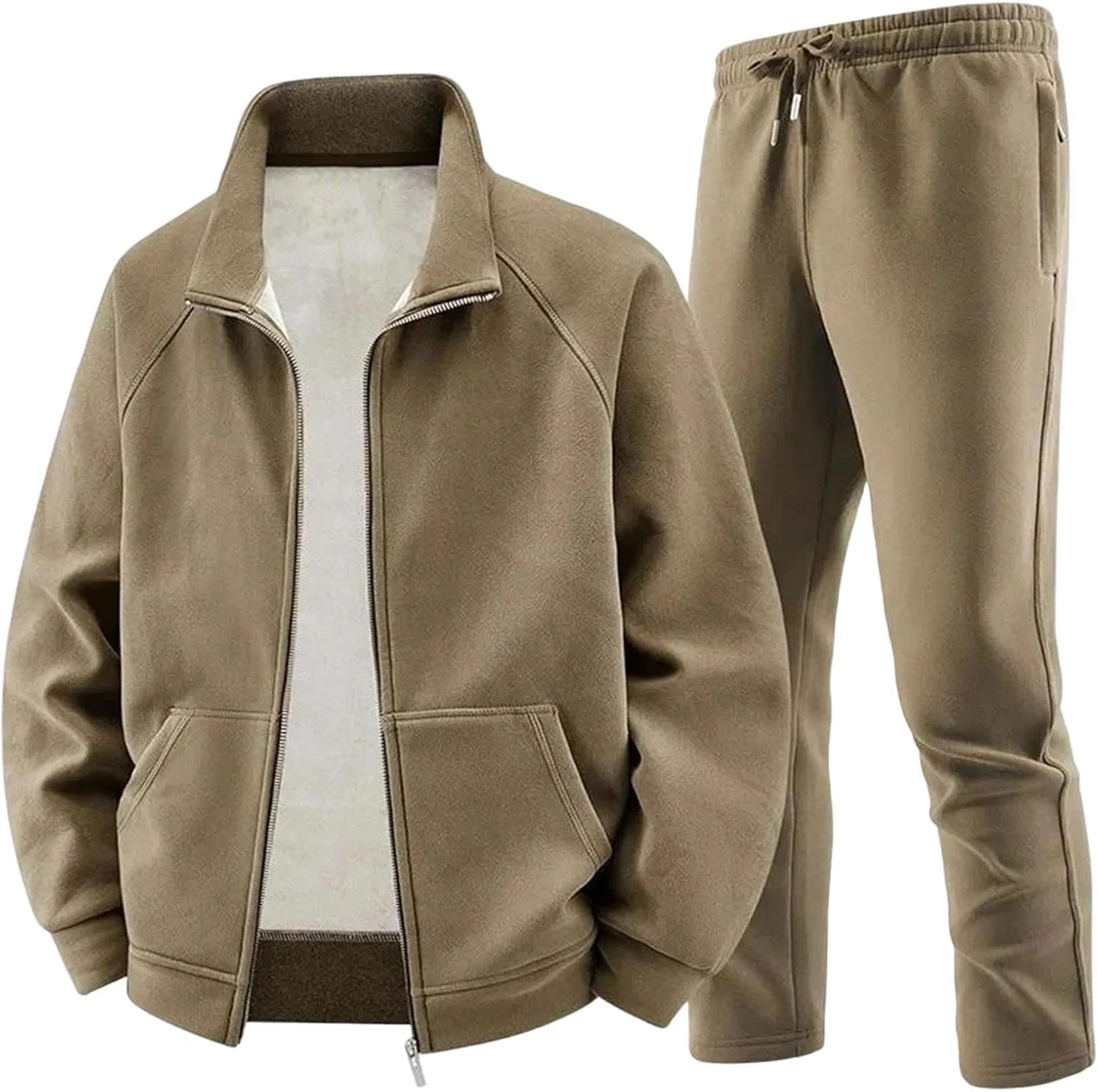Спортивный костюм из флиса, куртка и брюки, Brown