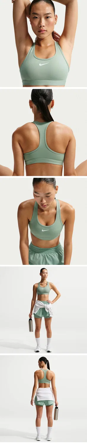 Женский спортивный бюстгальтер Nike Swoosh со средней поддержкой и вкладышами, белый — фото 2