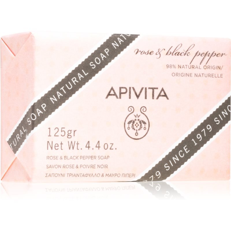 

Очищающее мыло Apivita Natural Soap Rose & Black Pepper 125 г
