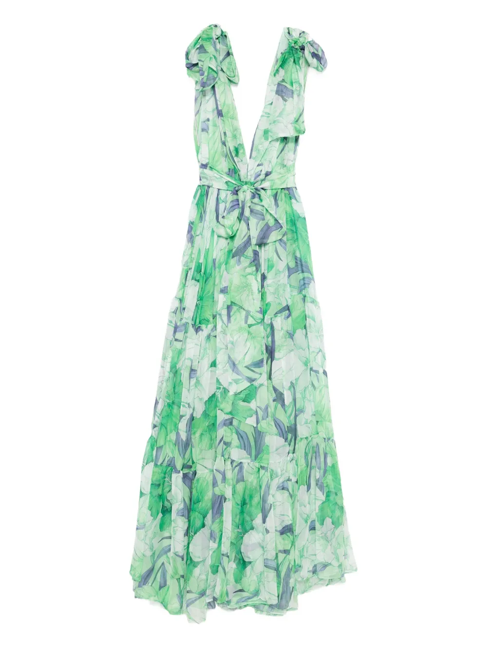 

Платье макси с цветочным принтом MIAU by Clara Rotescu, зеленый