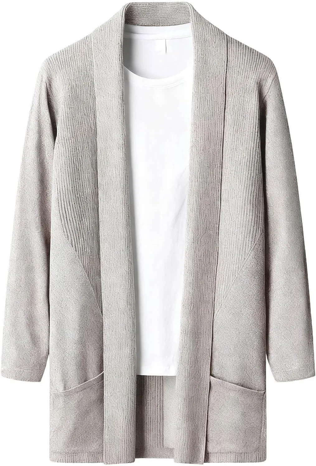 

Мужской кардиган Cambkatl с открытой передней частью, длинными рукавами и воротником-шалью