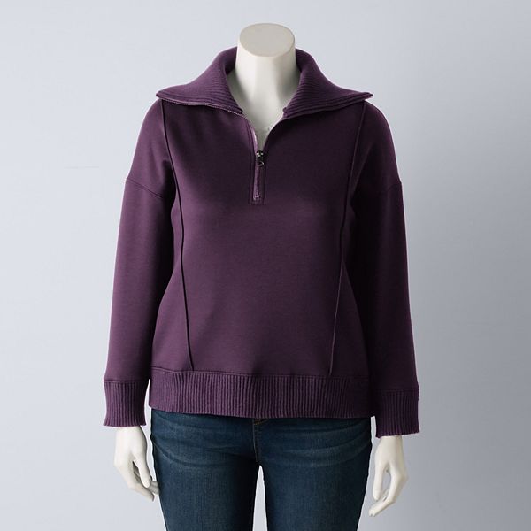 

Свитер scuba с молнией до середины, Plus size Simply Vera Vera Wang, Plum Skin