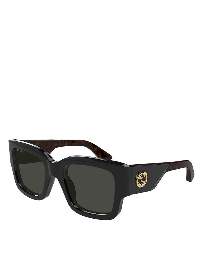 

Квадратные солнцезащитные очки Gucci Oblique, 52 мм, черный