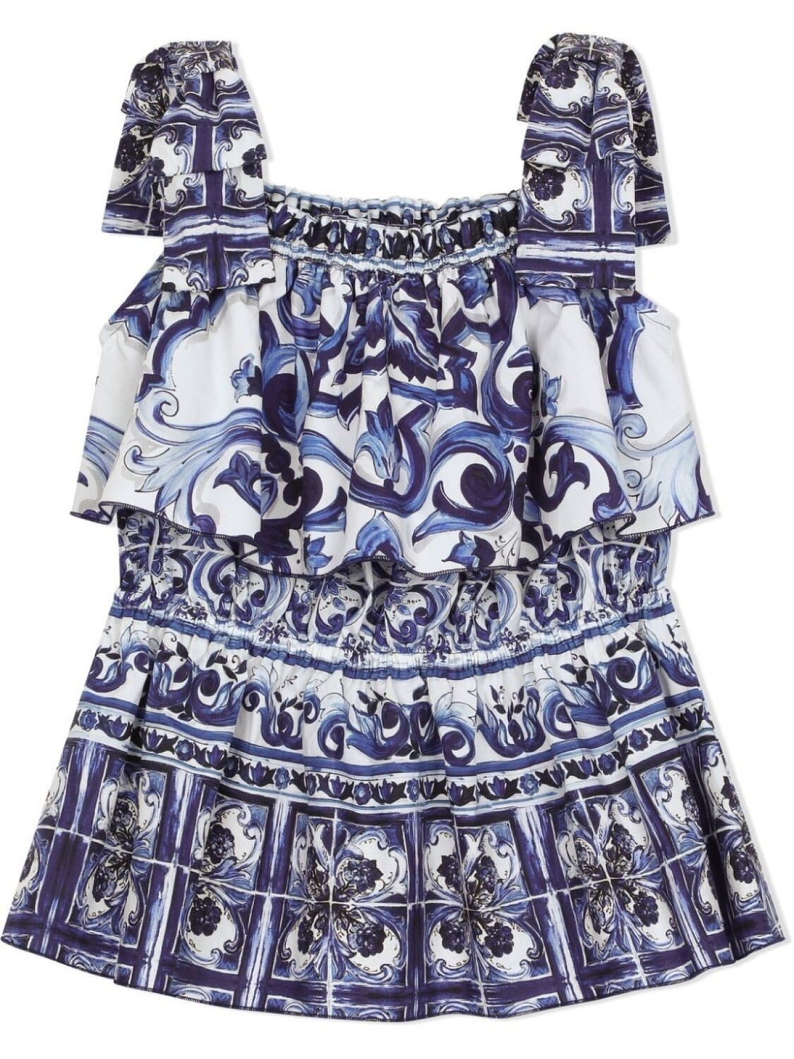 

Dolce & Gabbana поплиновый топ с принтом Majolica, синий