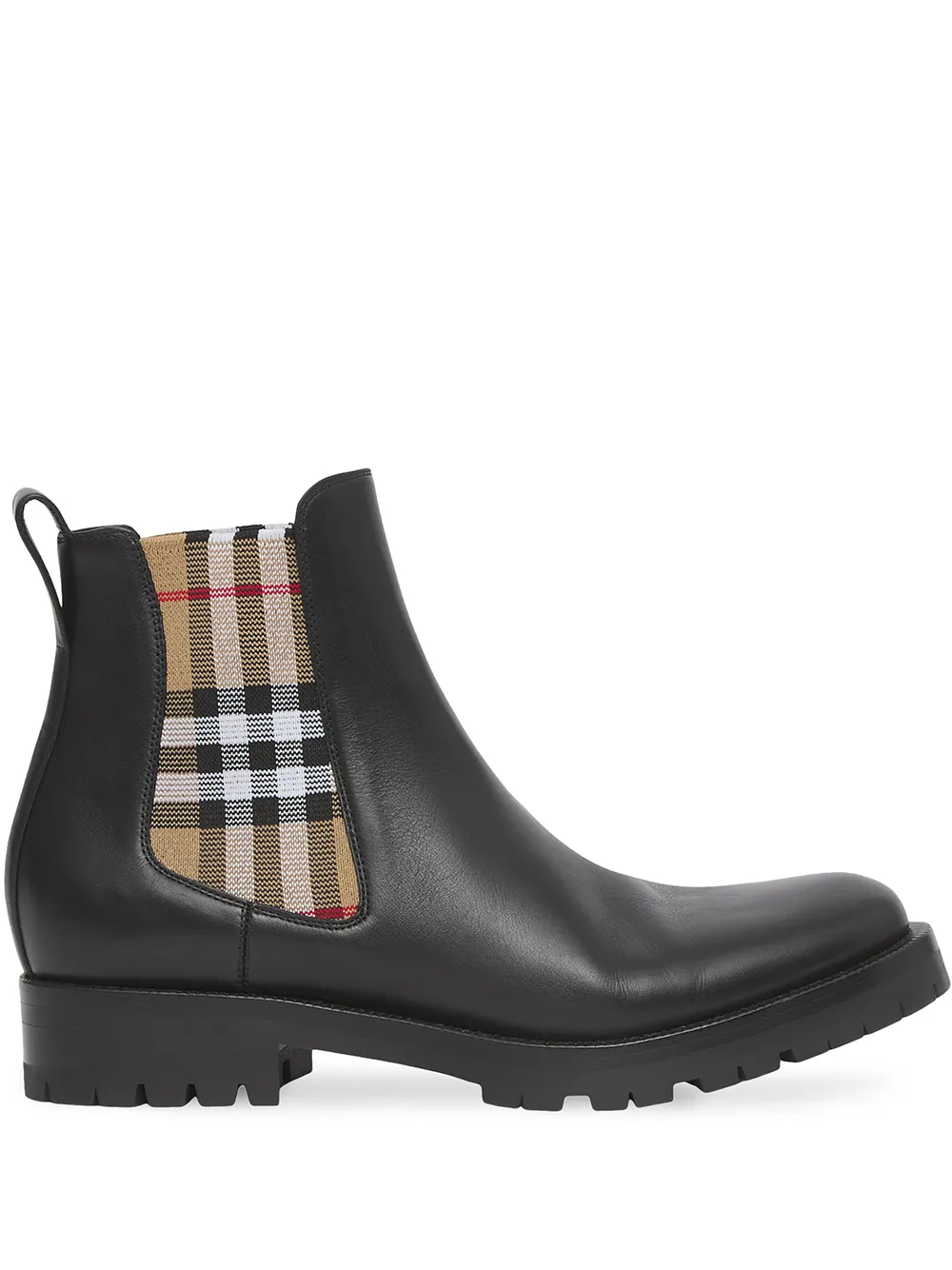 Ботинки челси с клетчатой вставкой BURBERRY, черный