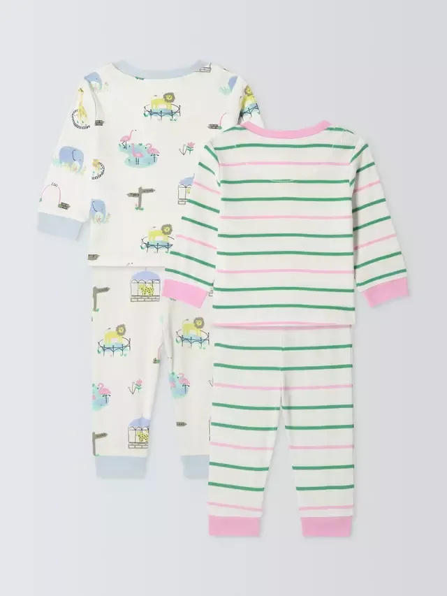 Пижама Baby Zoo в рубчик, комплект из 2 штук, разноцветная John Lewis — фото 2