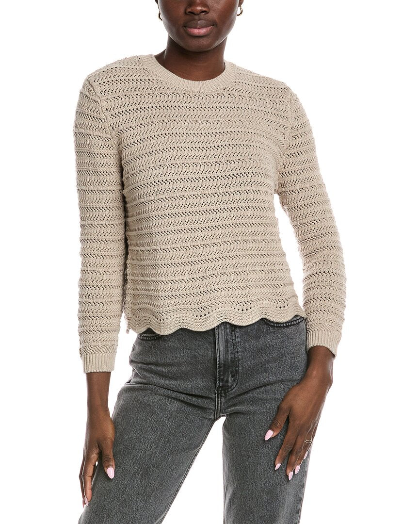 

Хлопковый свитер с волнистым краем от Autumn Cashmere, коричневый
