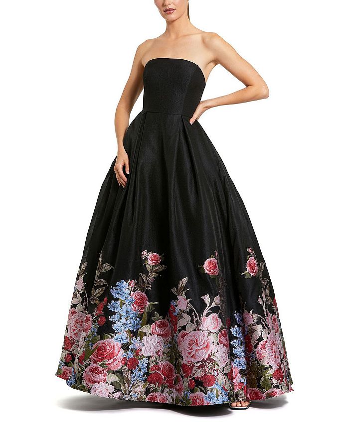 

Безрукавное бальное платье с цветочным жаккардом Mac Duggal, черный