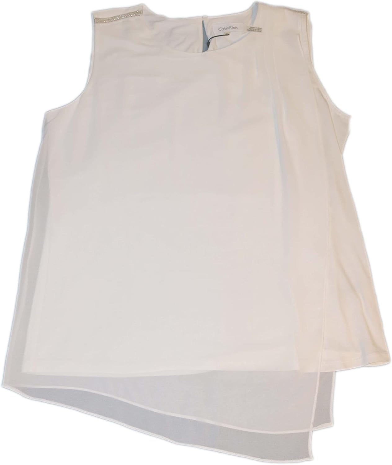 

Женский топ без рукавов Calvin Klein с шифоновым накладным слоем, Soft White