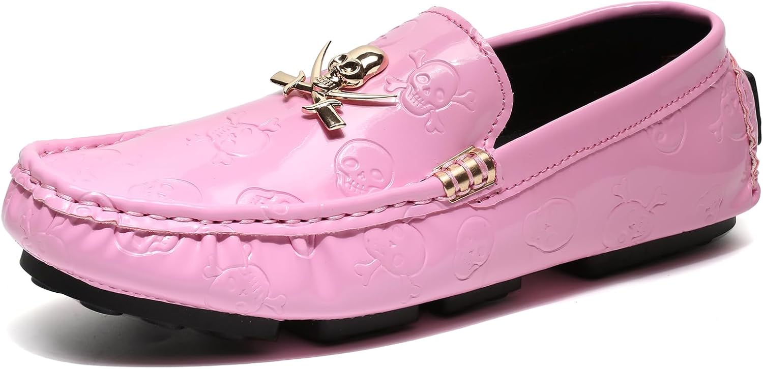 

Мужские лоферы Dacnakby Penny из лакированной кожи с узором черепа, мокасины без шнуровки с золотой пряжкой в виде черепа, повседневные и нарядные лодочные туфли