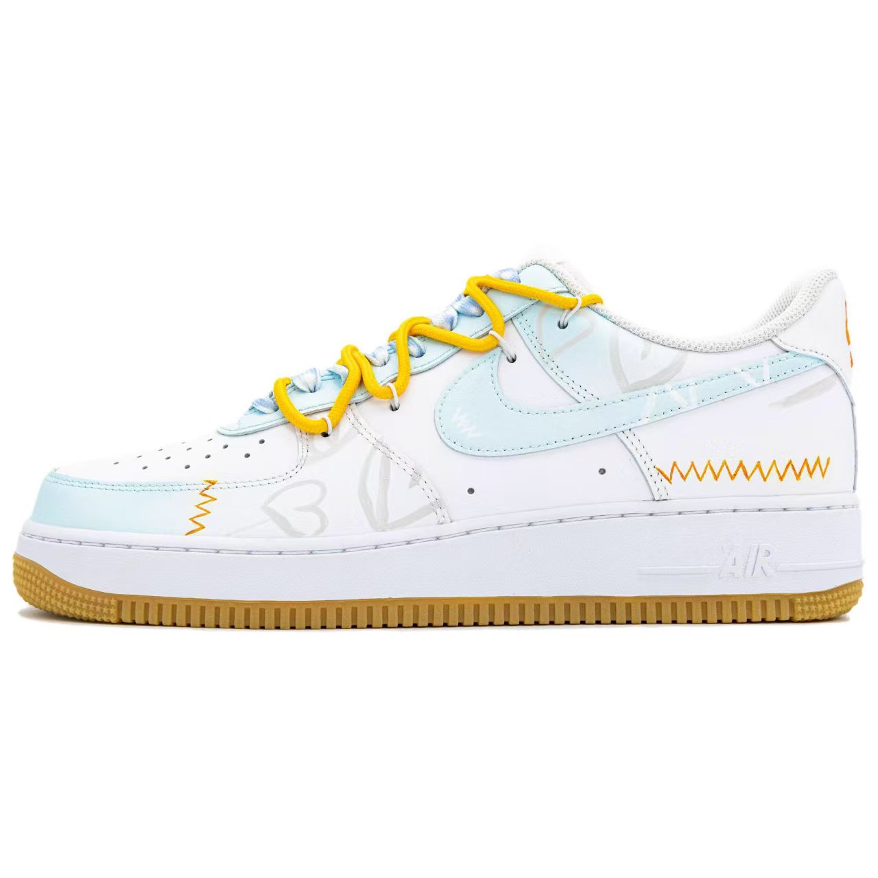 

Nike Кроссовки Air Force 1 Orange Heart Wave с низким верхом, противоскользящие, износостойкие, для скейтбординга, мужские, белые