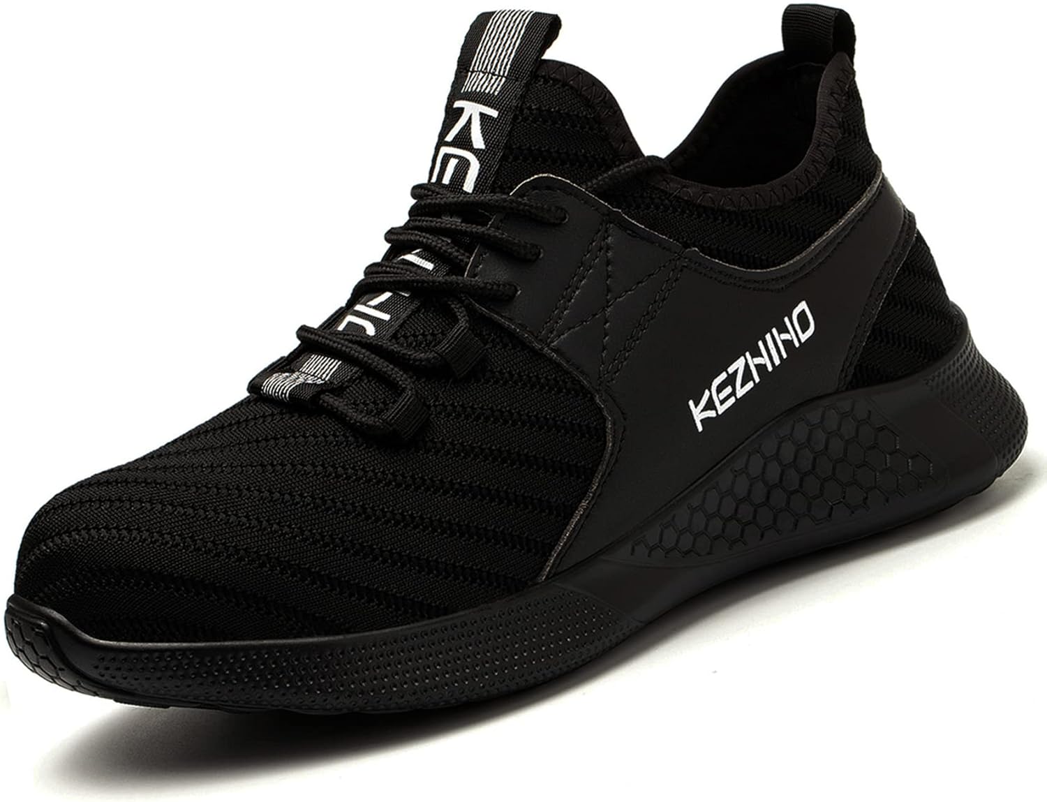 

Рабочие ботинки Kezhiho с металлическим носком для мужчин, легкие, удобные, противоскользящие, стойкие к проколам, безопасные, дышащие, прочные строительные и промышленные кроссовки, черный