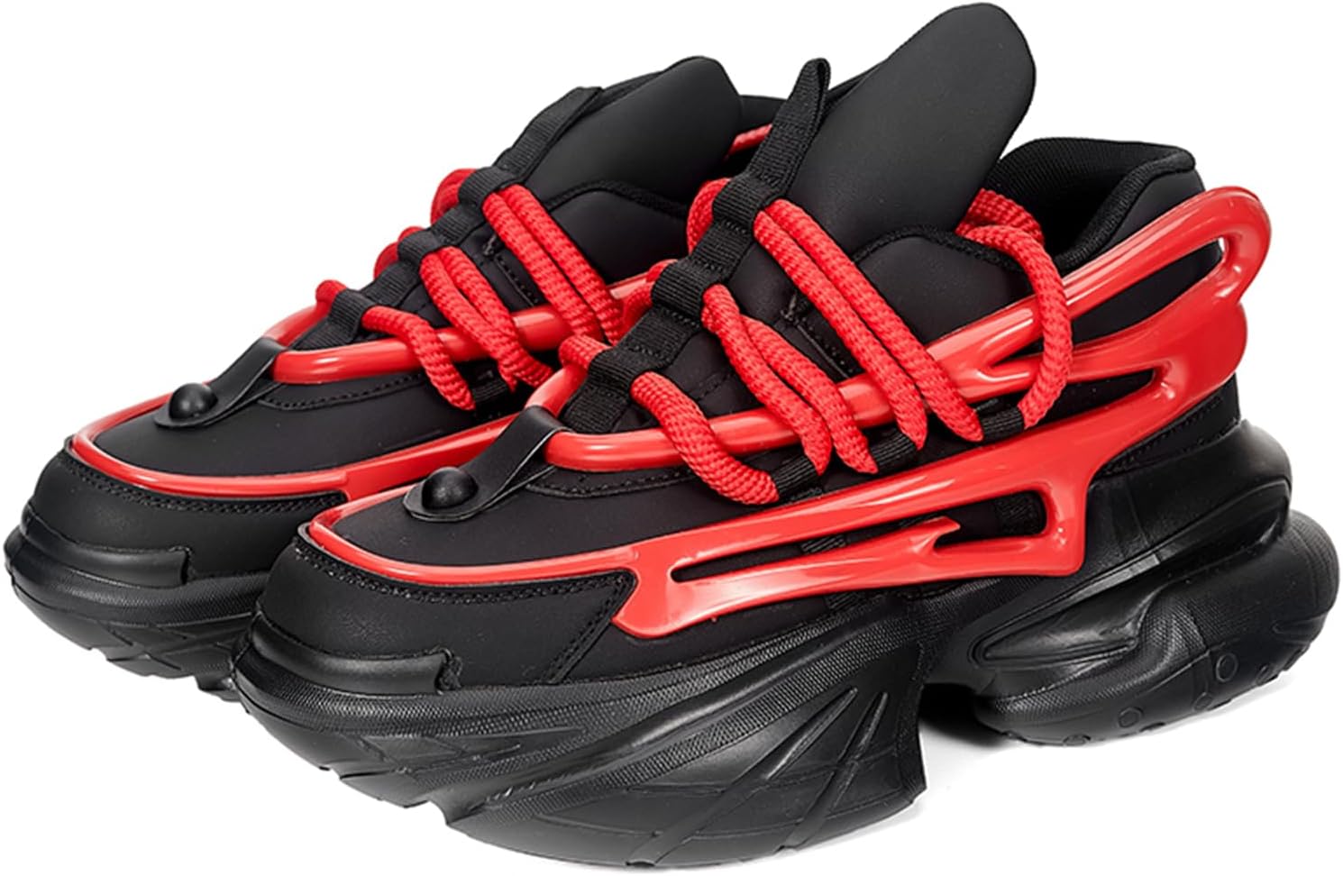 

Мужские кроссовки Air Walking, модные массивные кроссовки с волнистой амортизирующей подошвой, черно-красные ретро на платформе, повседневные спортивные «dad» обувь Dacnakby