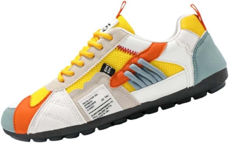 

Мужские спортивные кроссовки больших размеров с дышащей сеткой - летний верх из ПУ, резиновая подошва амортизационная стелька из EVA, комфортные во все сезоны, низкий дизайн на шнуровке Fmshi, желтый