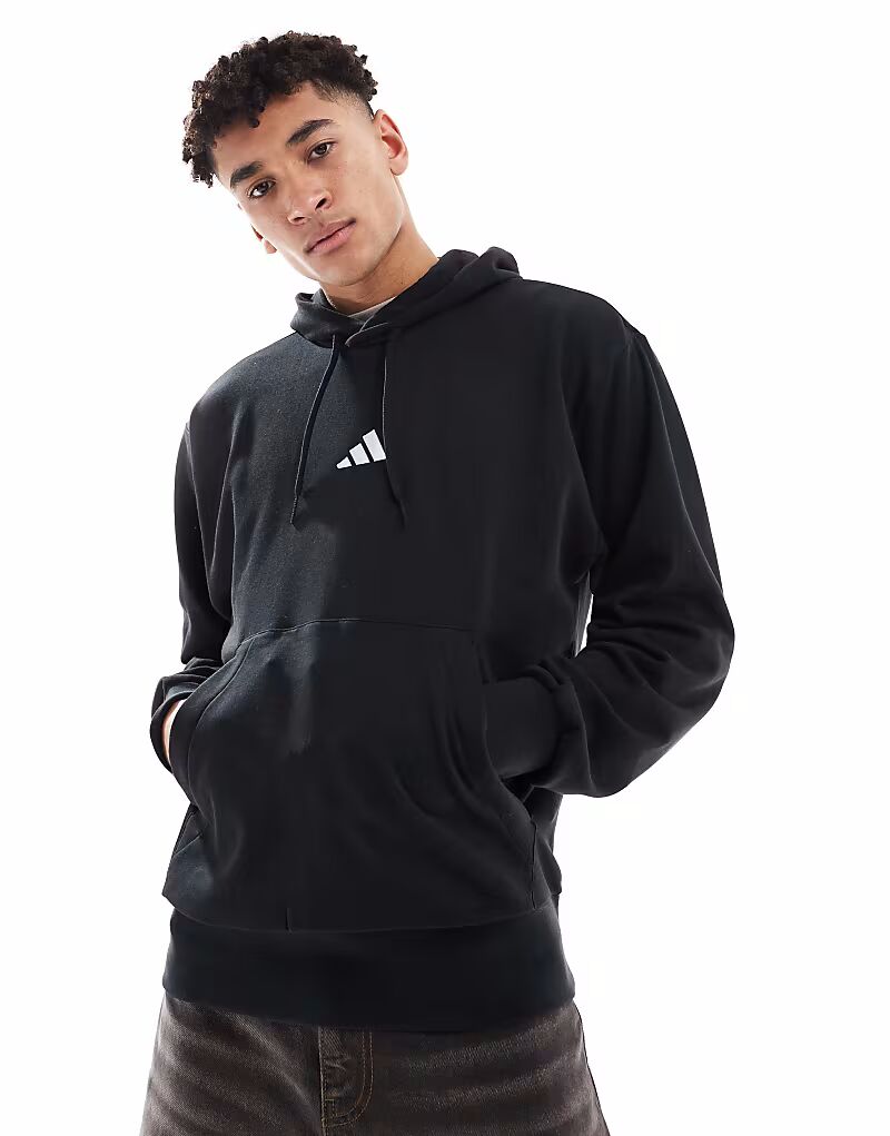 Толстовка Adidas Essentials feelcozy из французского трикотажа в черном / белом цвете Adidas Performance — фото 4