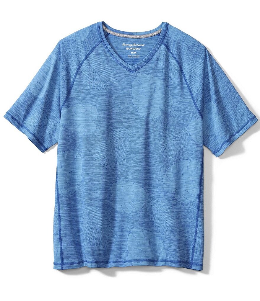 

Tommy Bahama Big & Tall IslandZone Palm Coast Delray Frond футболка с короткими рукавами из переработанных материалов и V-образным вырезом, синий