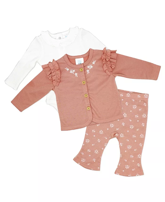 

Детский комплект для девочки Misty Rose Bell: боди, штанишки и куртка, 3 предмета Baby Mode, розовый