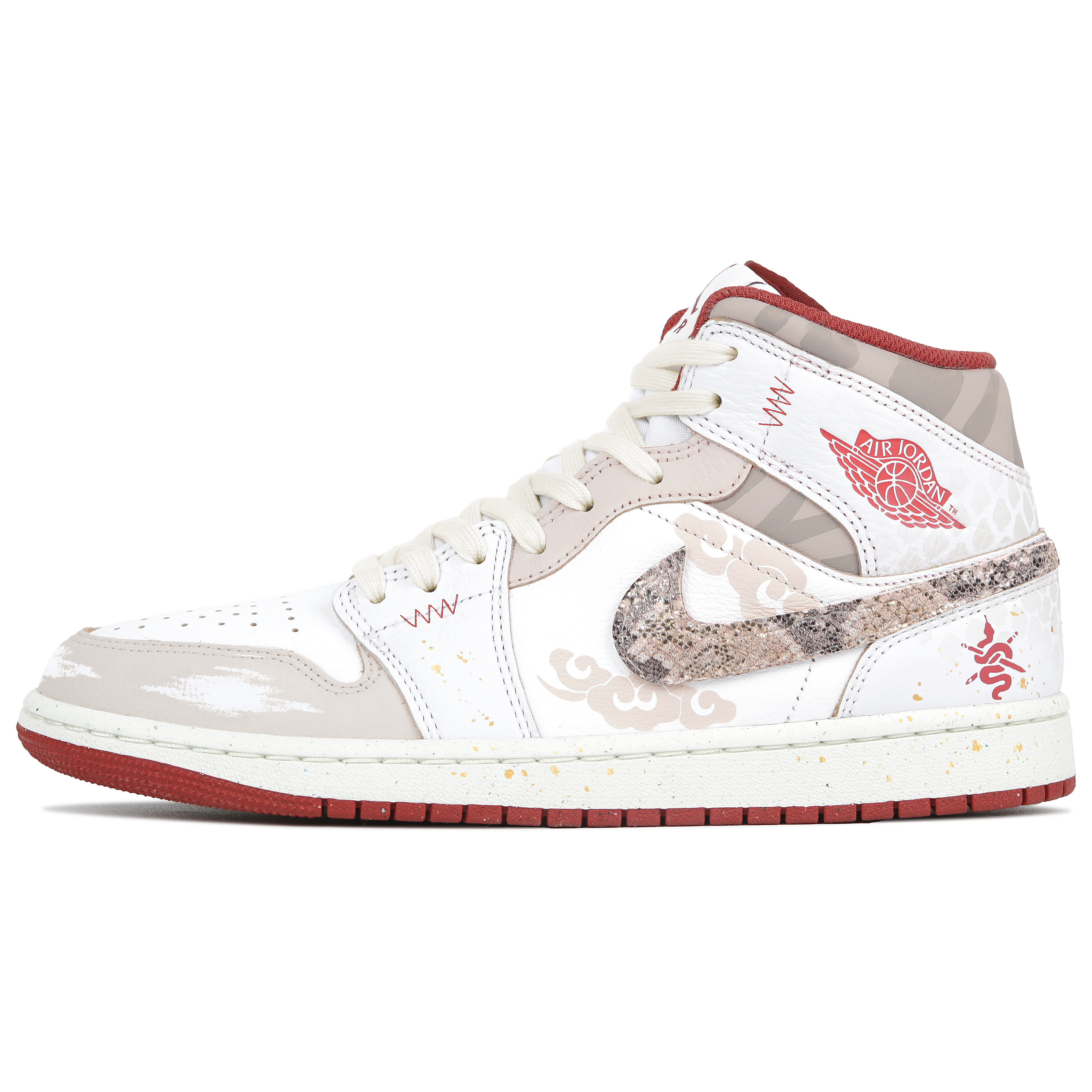 

Jordan Баскетбольные кроссовки Air 1 с амортизацией и противоскользящим эффектом, винтажные, мужские, красно-белые