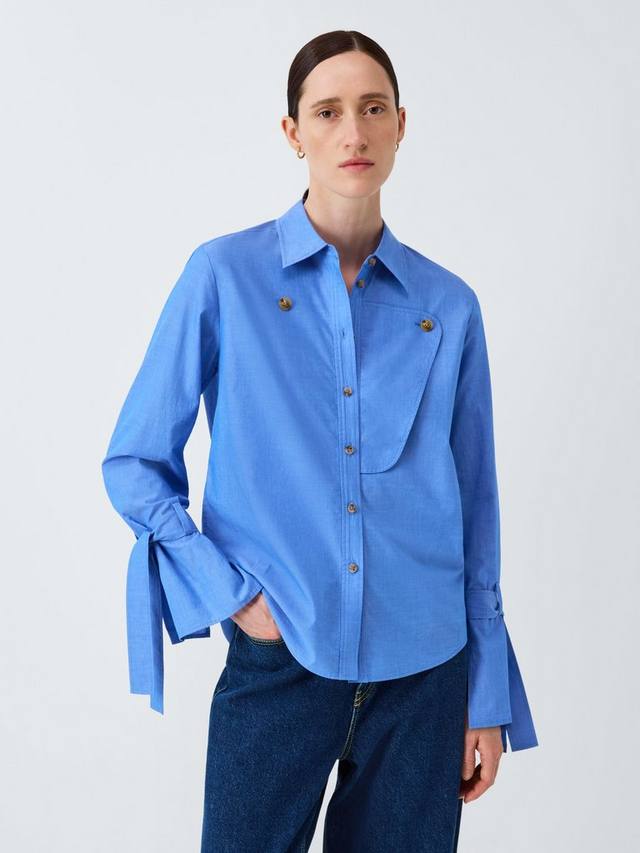 

Хлопковая рубашка с манжетами-галстуками John Lewis x REJINA PYO, Blue