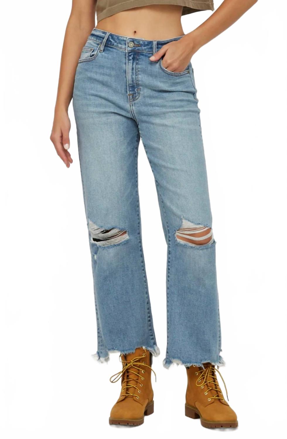 

Джинсы Ella High Rise Wide Straight, средней потертости Hidden, Med Wash