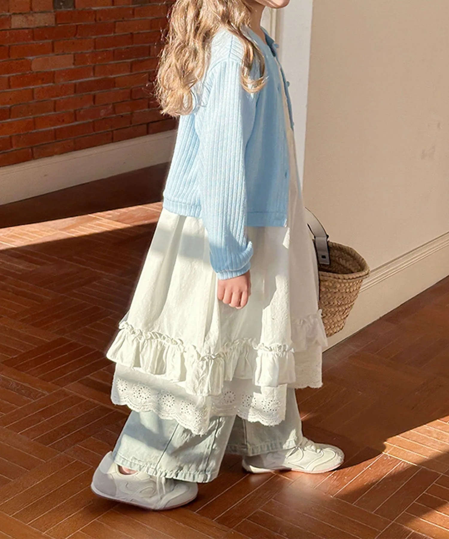 Детский ребристый кардиган с вышивкой Aimoha Kids, blue — фото 4
