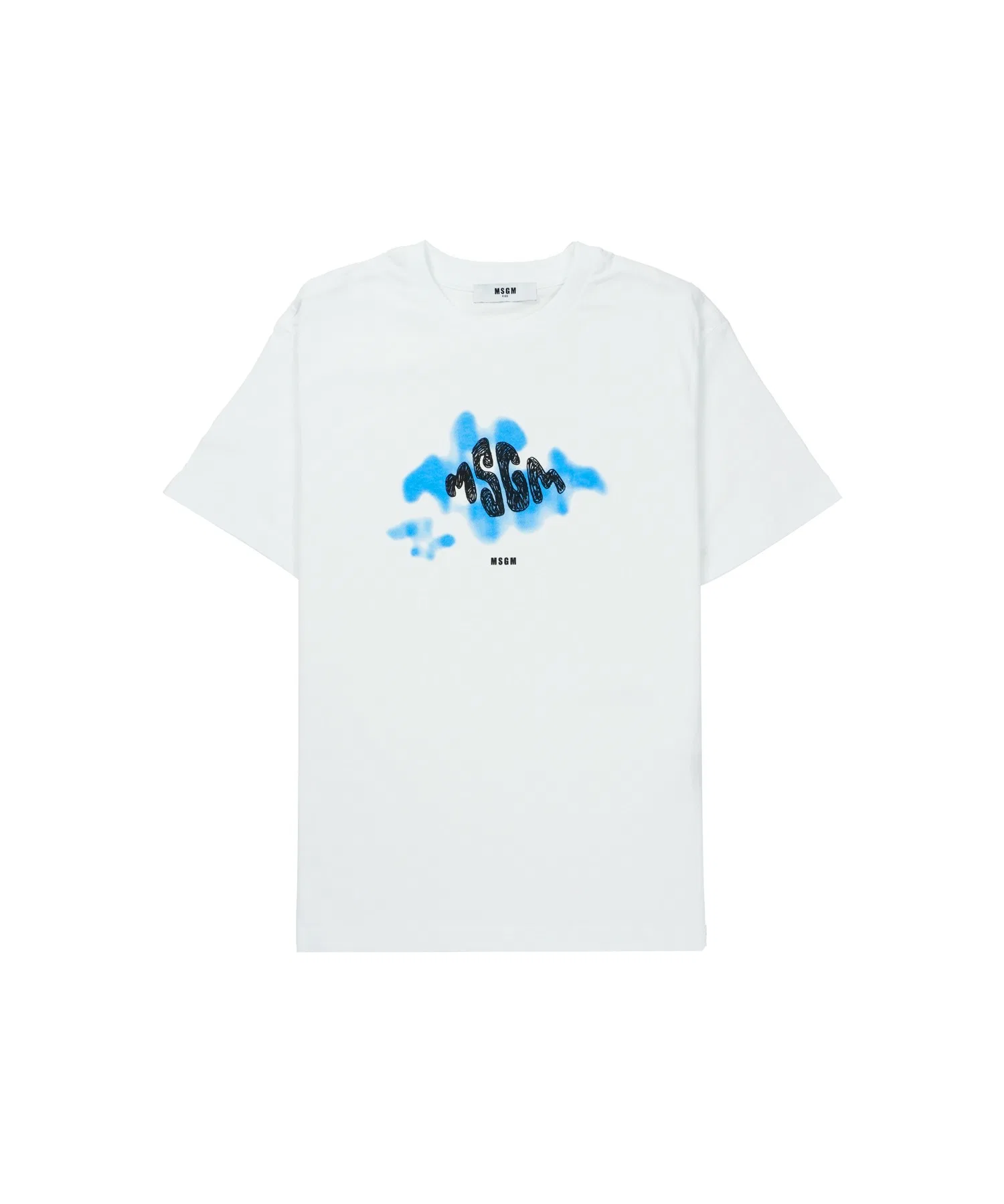 Детская футболка MSGM KIDS с логотипом спрей-краской белая