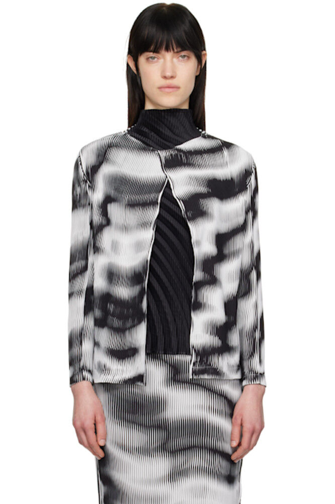 

Бело-черный кардиган со складками Sway ISSEY MIYAKE