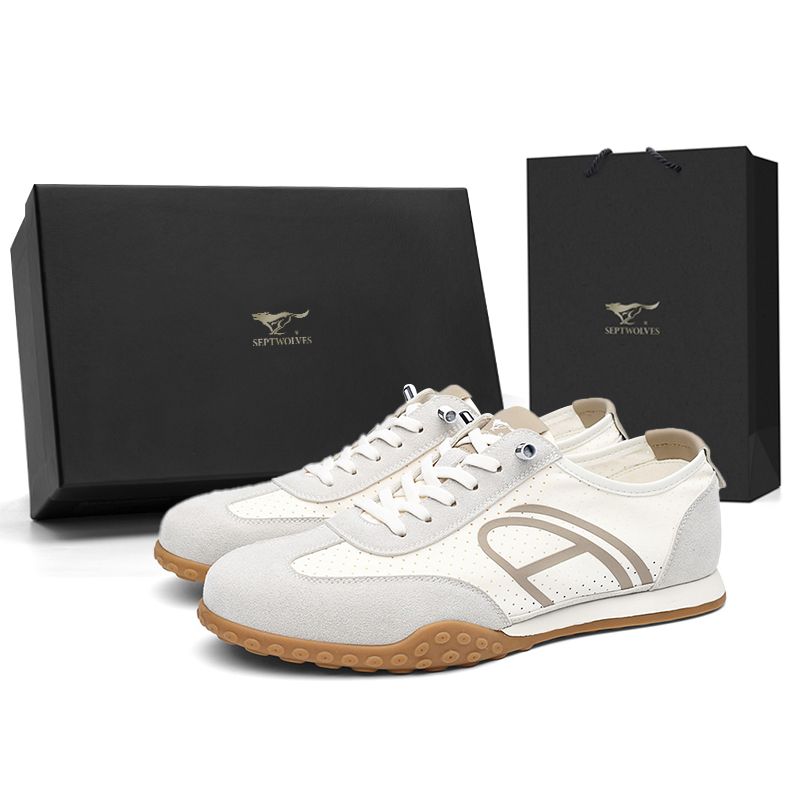 

SEPTWOLVES Мужские низкие кеды Casual бело-абрикосовые, цвет White Apricot (Standard Leather Shoe Size)