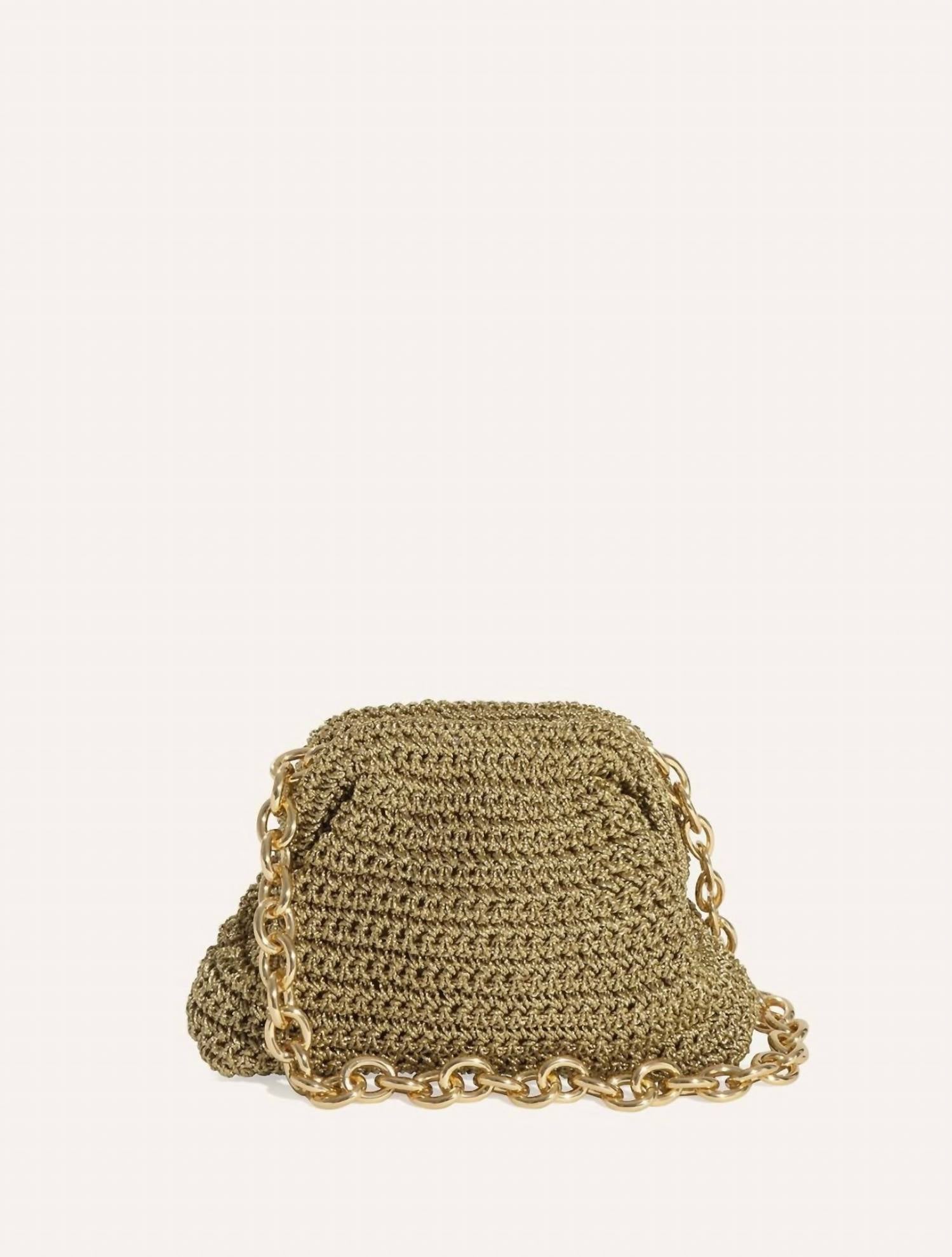 

Женские мини-игровые клатчи с металлическим покрытием, связанные крючком, золотого цвета Maria La Rosa