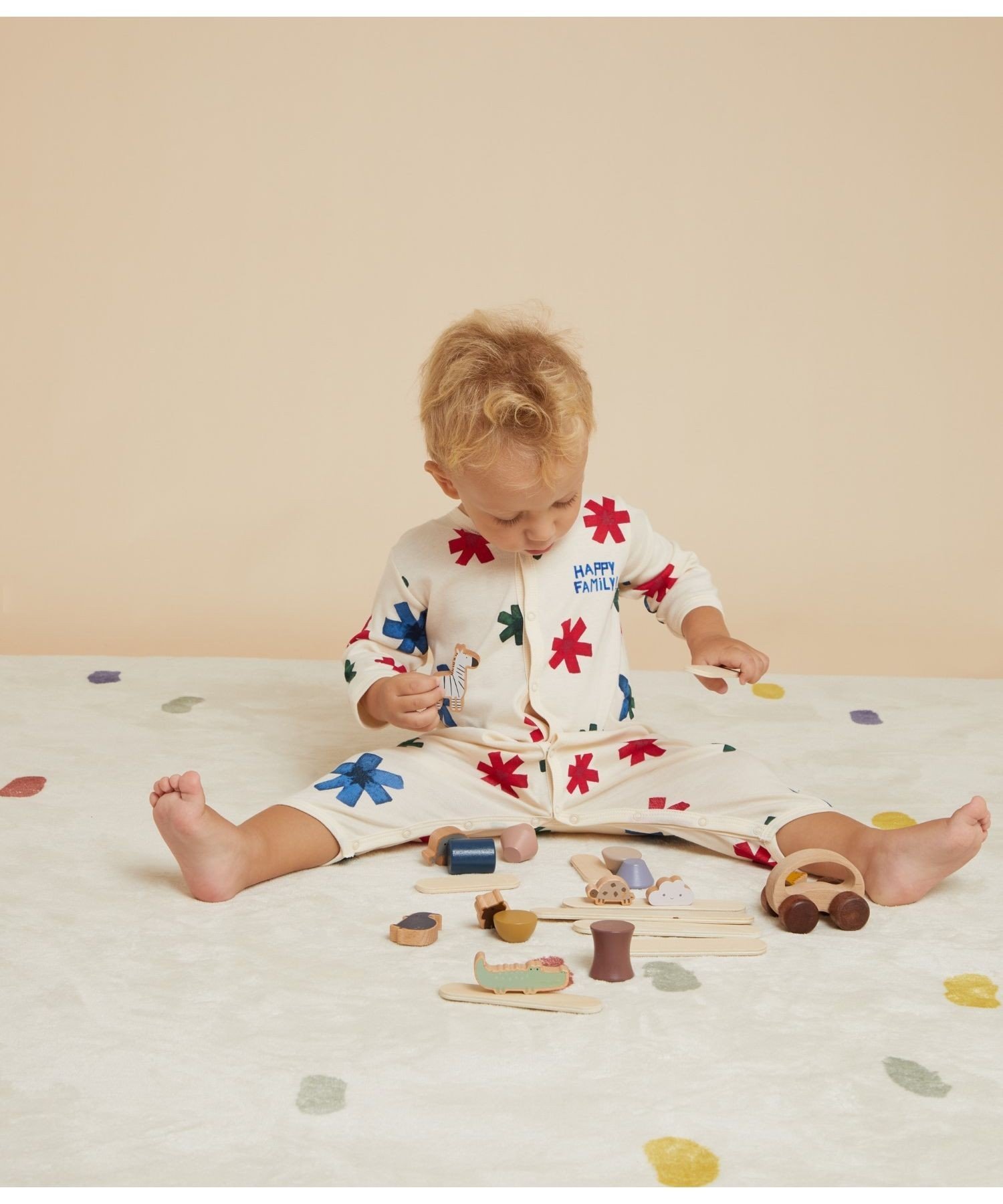 Комбинезон без носков с принтом Petit Bateau, Off-white/Print