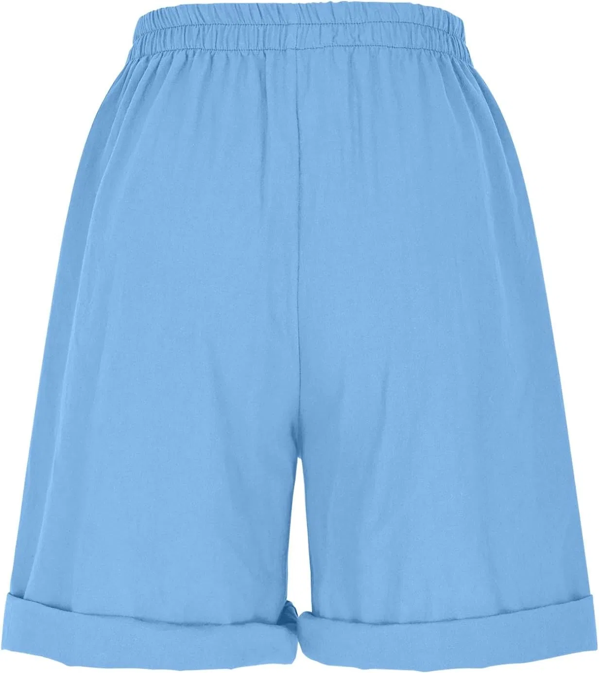 Шорты бермуды женские свободные, хлопок лен, Light Blue — фото 3