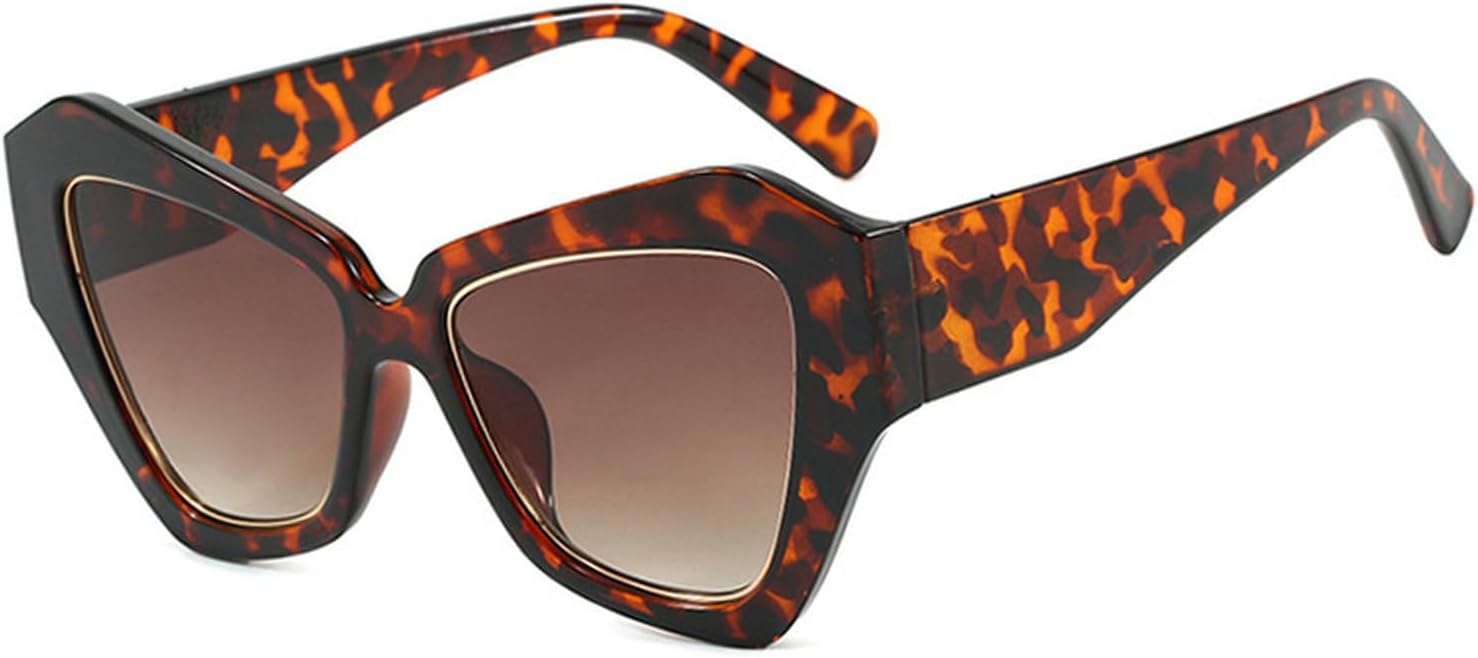 

Солнцезащитные очки Laureles Polygonal Cat Eye Y2k для женщин, градиентный леопардовый коричневый цвет, солнцезащитные очки для мужчин, дорожные солнцезащитные очки UV400, C3