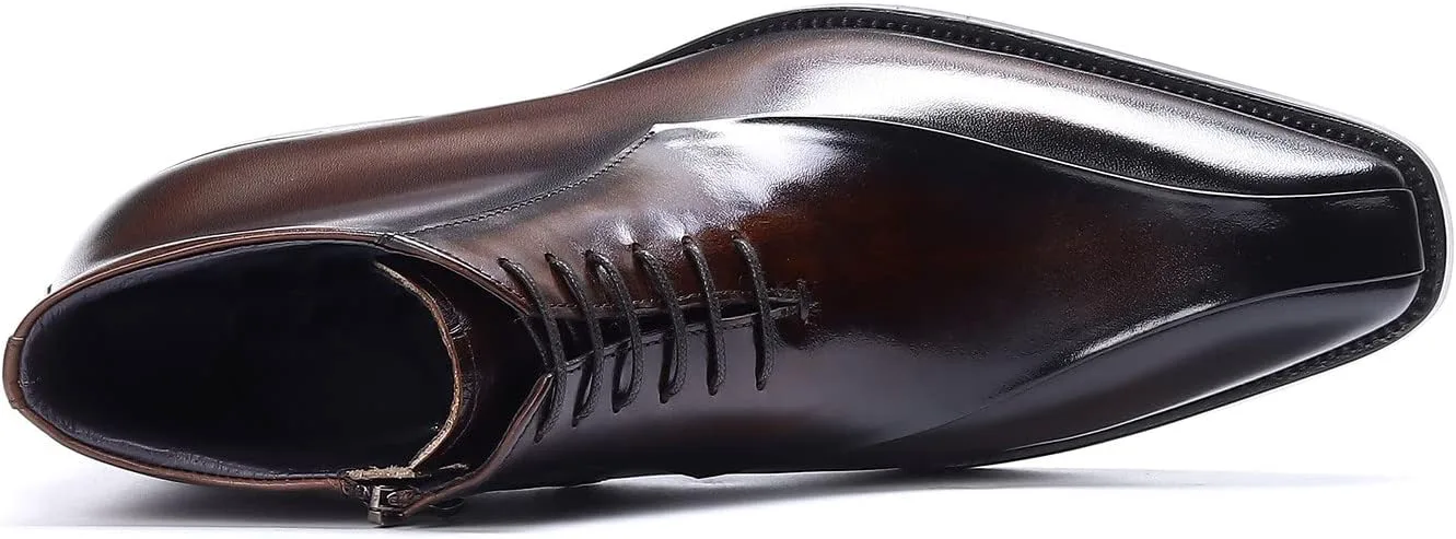 Мужские ботинки Santimon Oxfords, формальные, из натуральной кожи, с гладким носком, на щиколотке, мужская мода, деловой стиль, повседневная одежда, на свадьбу, выпускной, под смокинг, комфортные западные ботинки на шнуровке — фото 2