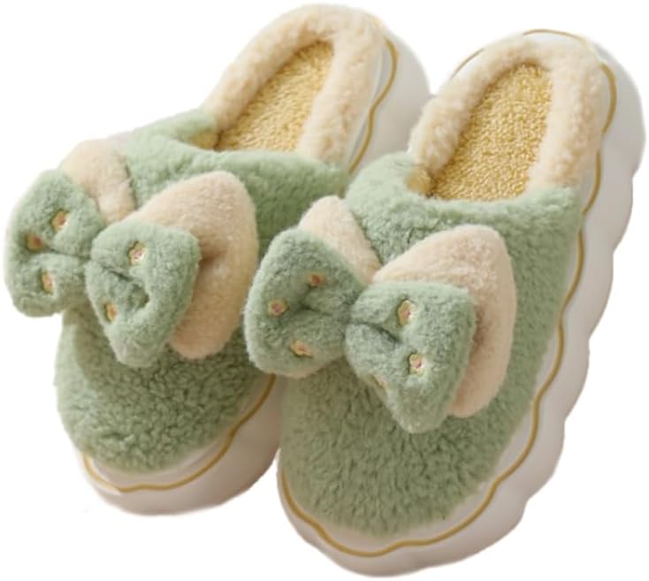 

Милые плюшевые хлопковые тапочки ELONEL с кроликом для мужчин и женщин, мягкие цветочные тапочки для дома и улицы, зеленый