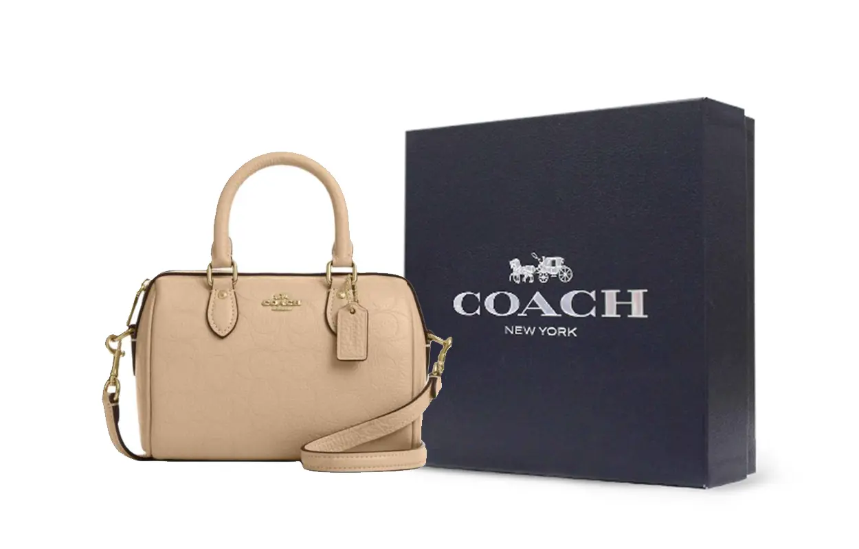 

COACH Роуэн Миниатюрная женская кожаная сумка через плечо кошельковая бежевая
