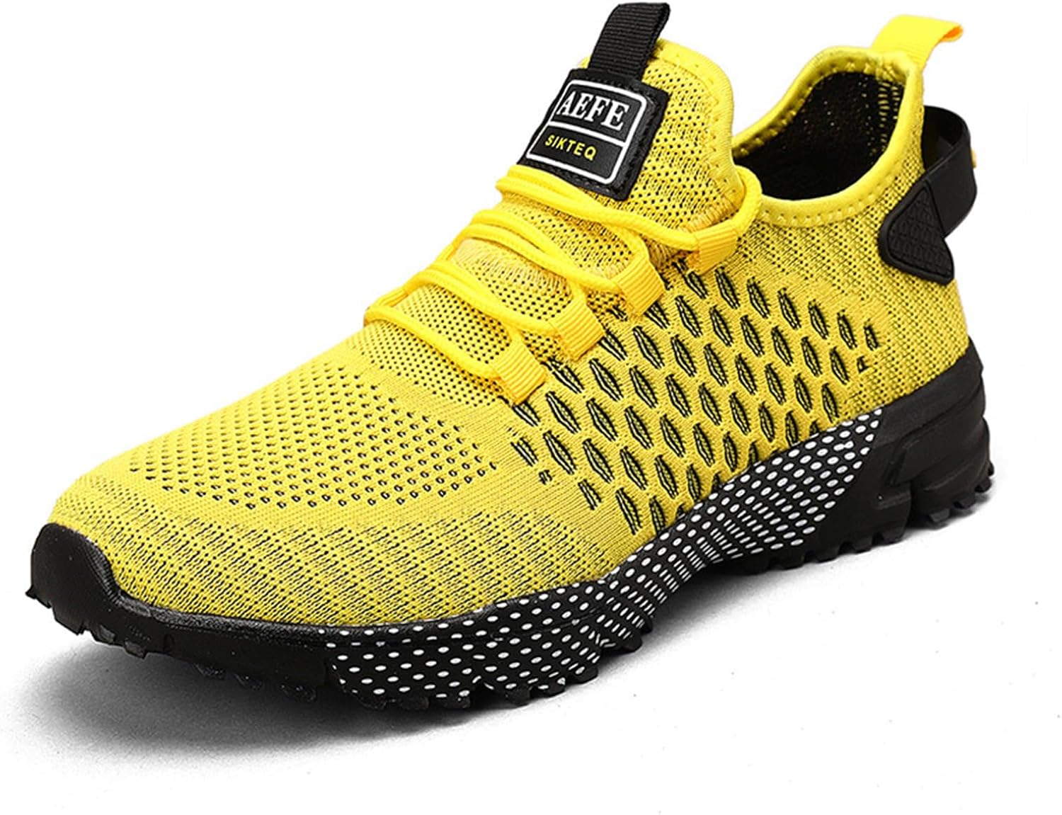 

Мужские вязаные сетчатые слипоны Ephirebra, кроссовки на шнуровке, повседневные низкие кроссовки для ходьбы, кроссовки, удобные, с противоскользящей подошвой, желтый