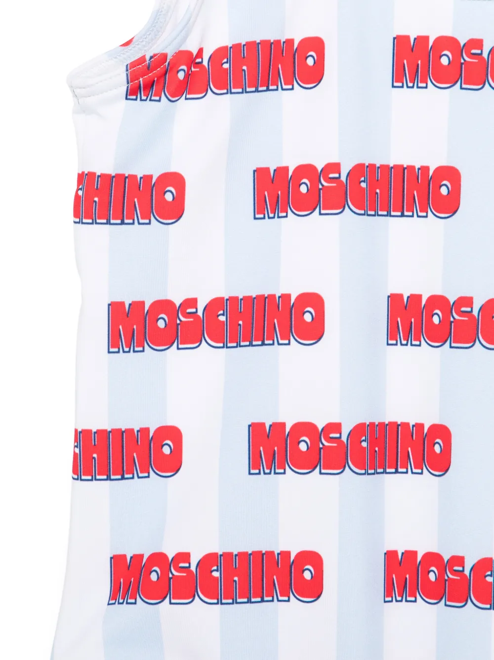 Полосатый купальник с принтом Moschino Kids, белый — фото 2