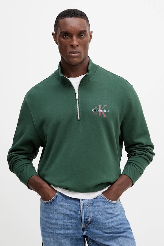 

Хлопковая толстовка Calvin Klein Jeans, зеленый