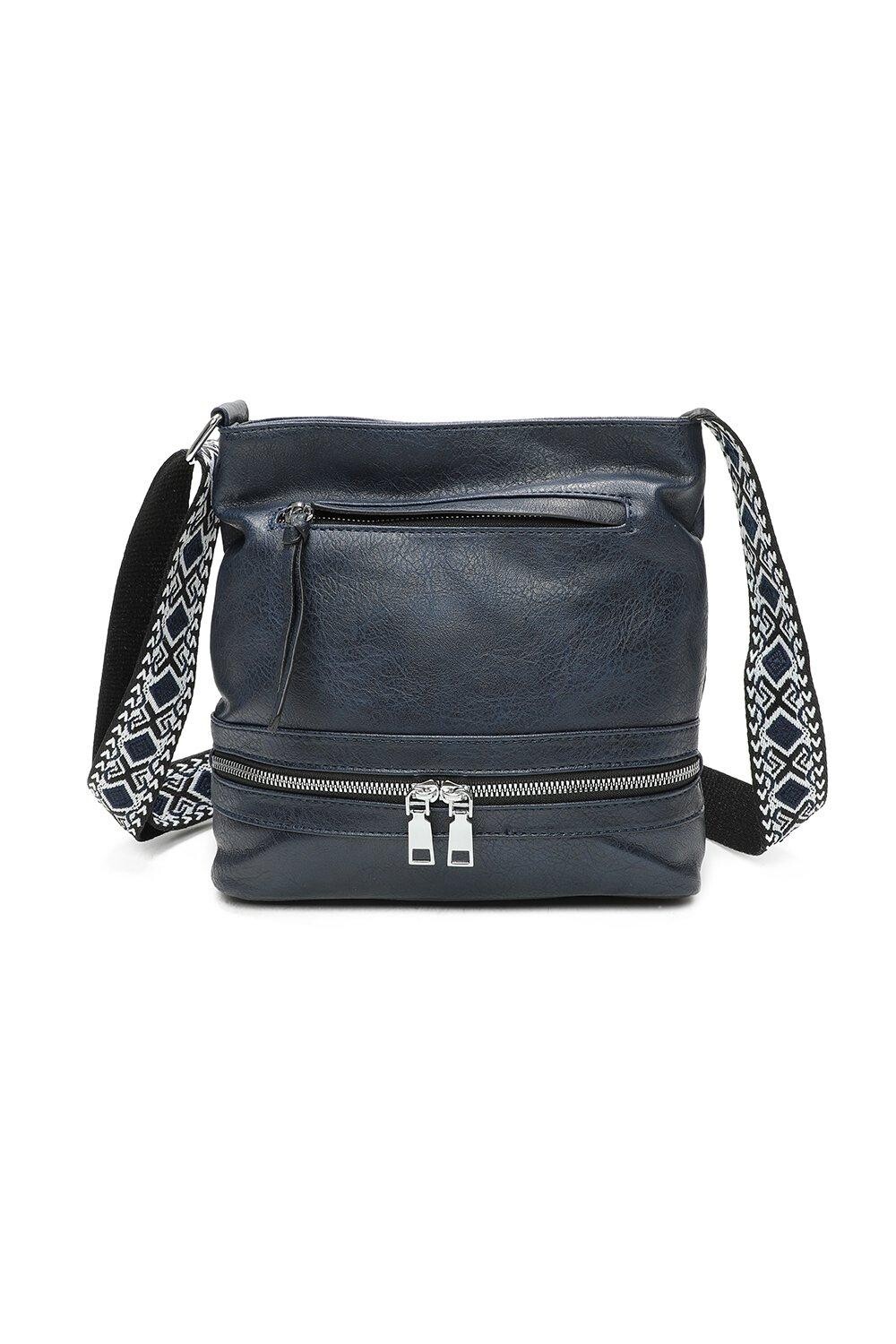 

Сумка через плечо Ithnan из искусственной кожи с четырьмя молниями и холщовым ремешком Fontanella Fashion, синий
