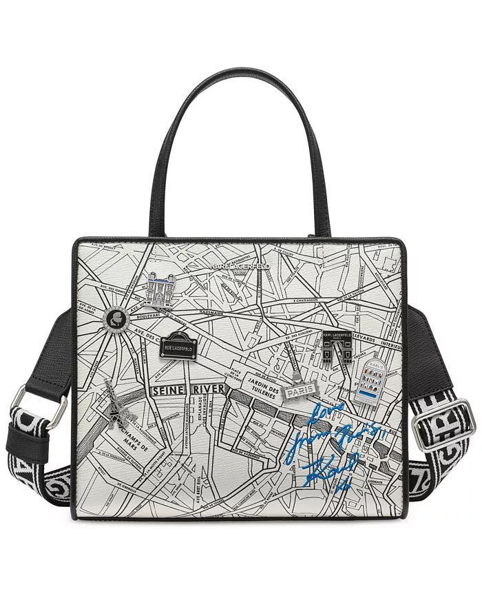 

Сумка-портфель Maybelle с принтом и значками для путешествий KARL LAGERFELD PARIS, белый