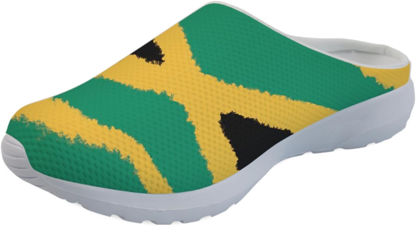 

Кроссовки Forchrinse Blue Dolphin для женщин с эластичной вставкой, мужские садовые сабо с поддержкой свода, повседневная обувь, тапочки для дома, сандалии, легкие, Jamaican Flag